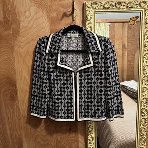 St. John Collection Cropped Black and White Jacket